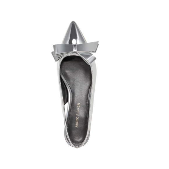 Marc Fisher Women's Kerrey Slingback Pointy Toe Dress Flats - Silver - Picture 2 of 4